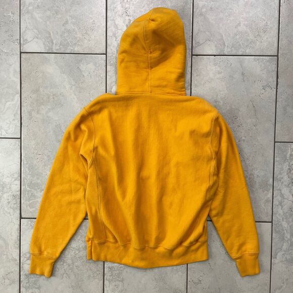 Champion Reverse Weave Yellow Hooded Sweatshirt Size M Heavy Casual Hoodie - Picture 5 of 6